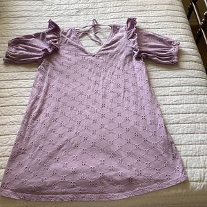 Eyelet lavender maternity dress